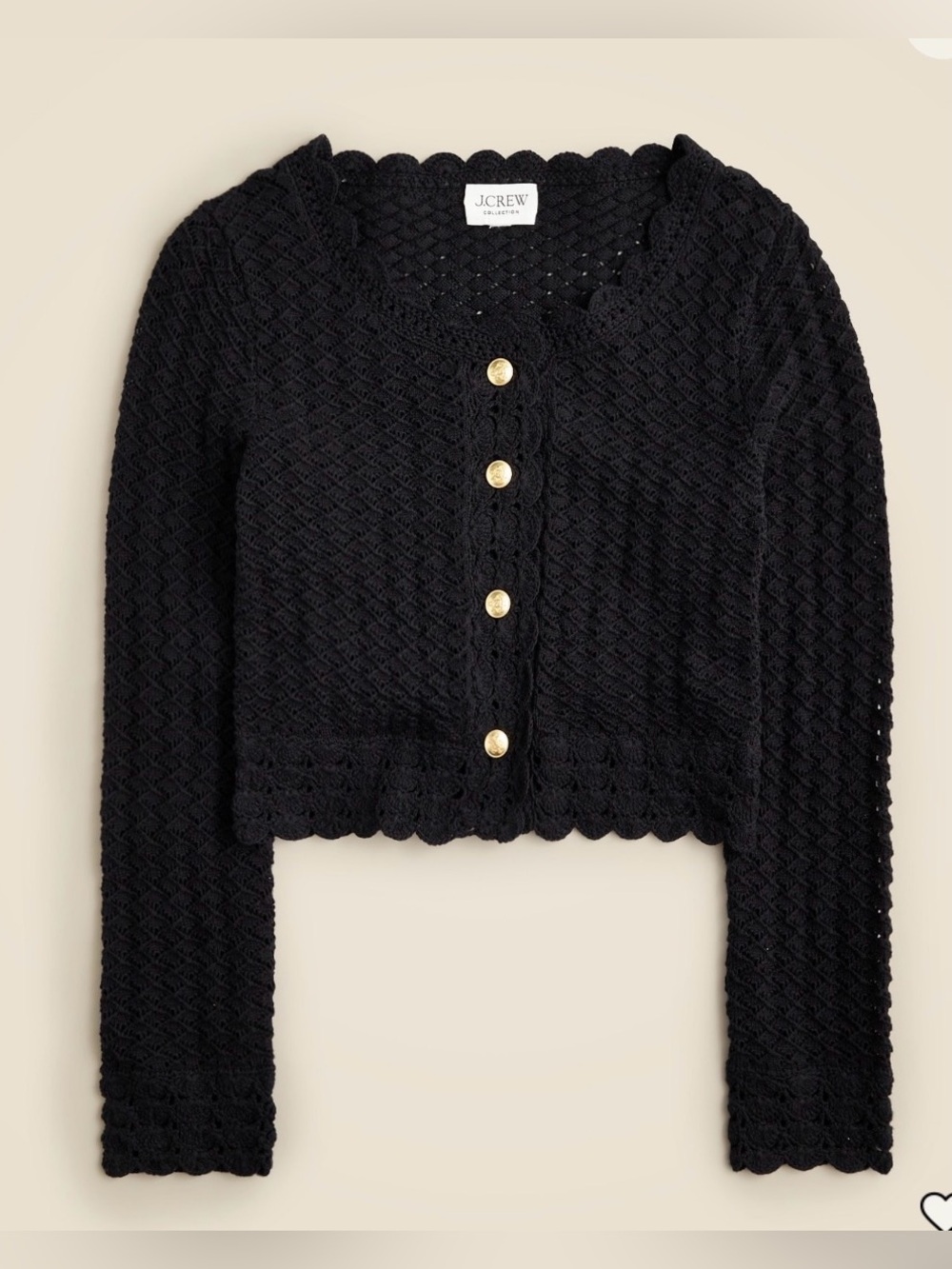 J Crew Collection Crochet Cropped Cardigan